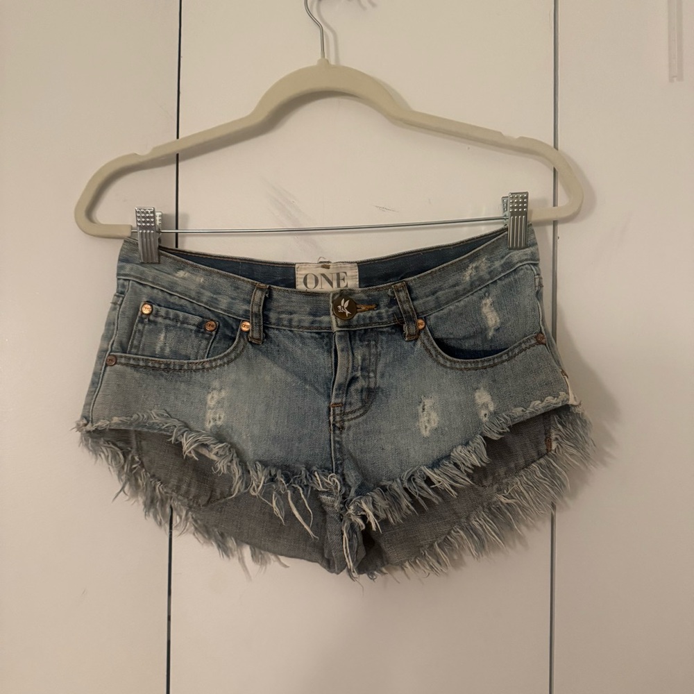 One Teaspoon Bonitas Low Rise Micro Denim Cutoff Shorts Size 24 XS RARE ORIGINAL